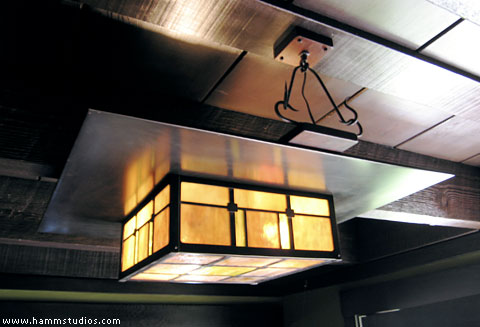 Entry lantern in the Mary Darling House, by Greene and Greeene, Claremont, Calif.: Hamm Glass Studios